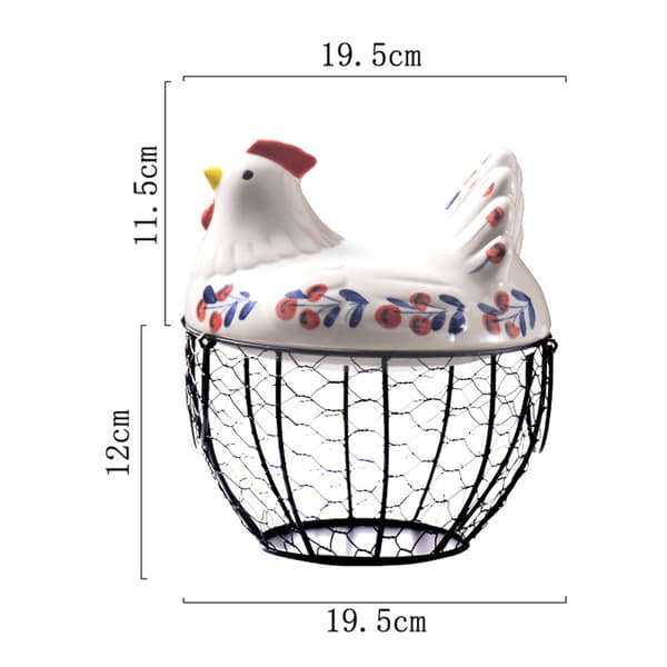 Kyllingdesign keramisk eggoppbevaringskurv jernkurv for 20-25 egg, eggholder, organizer, eggkurvholder