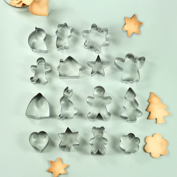 15 stk. Store Efterårs-Thanksgiving Cookie-Udstikkere - Kalkun, Græskar, Løn/Eg/Tåreformet Blad, Egern, Agern, Majs og Kalkunben