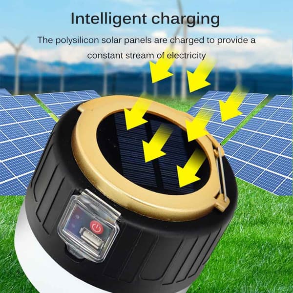 LED Campinglampe Solenergi Campinglykt Utendørs Nødlys