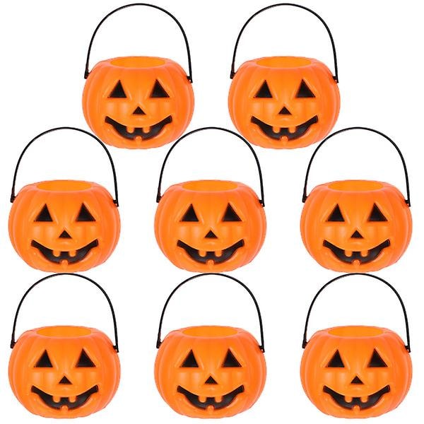 8 stk Halloween Bærbar Gresskarbøtte Barn Trick Or Treat Gresskar Godteri Bøtte Holder Skrivebord Lysestake Lysestake (oransje) Oransje8.5*5.5*4.5CM Oransje Orange 8.5*5.5*4.5CM