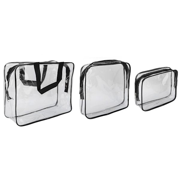 3 st Toalettväska Transparent Design 3 Storlekar Vattentät Bärbar PVC Material Praktisk Transparent Kosmetikaväska För Resor