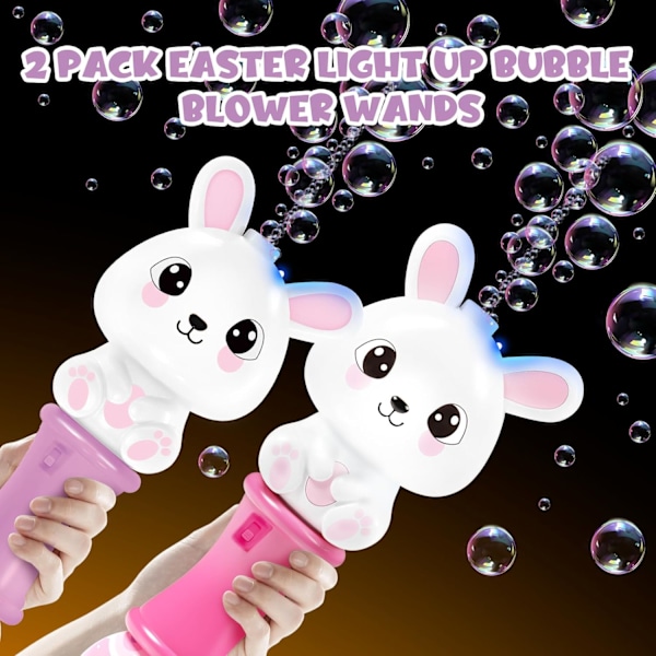 2-pack Påskbubbelstavar för barn, 28,5 cm automatisk bubbelblåsare med ljus, bubbelleksak för påskfest, påskkorgsfyllning