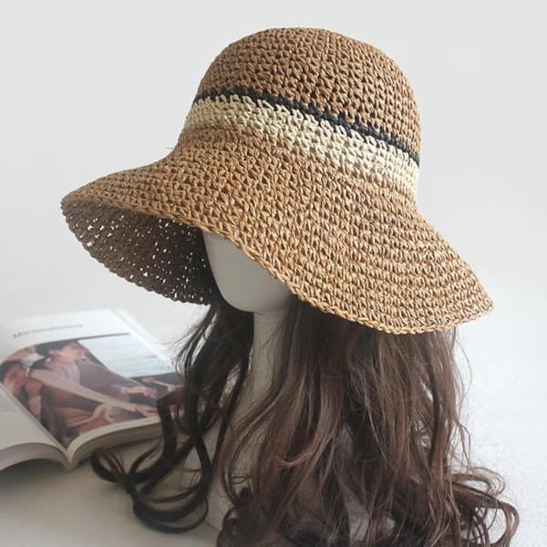 Solhat Trendy Solhat til kvinder Sommer Stråhat til kvinder Justerbar Sommer Panama Fedora Bred Skygge Foldbar Stråhat til gåture