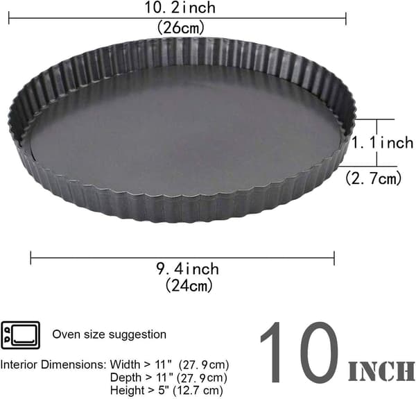 10,2 tommers kakeform med avtakbar bunn, non-stick quicheform, runde bakeformer for baking