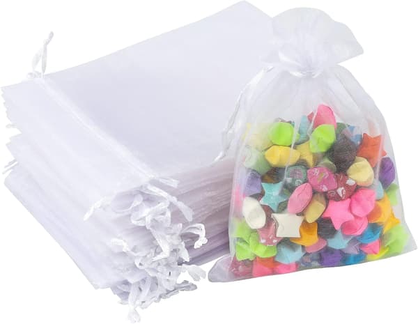 Organzapåsar 10x15 cm Vit 100 st Bröllopsgåva Godis Presentpåsar Smyckesförpackning