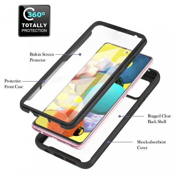 Samsung A51 Heldekkende Premium 3D Deksel ThreeSixty Transparent Transparent