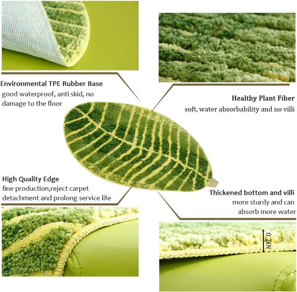 Tropisk Blad Område Teppe Matte Vannabsorberende Anti-skli Dørmatte 40 x 60 cm