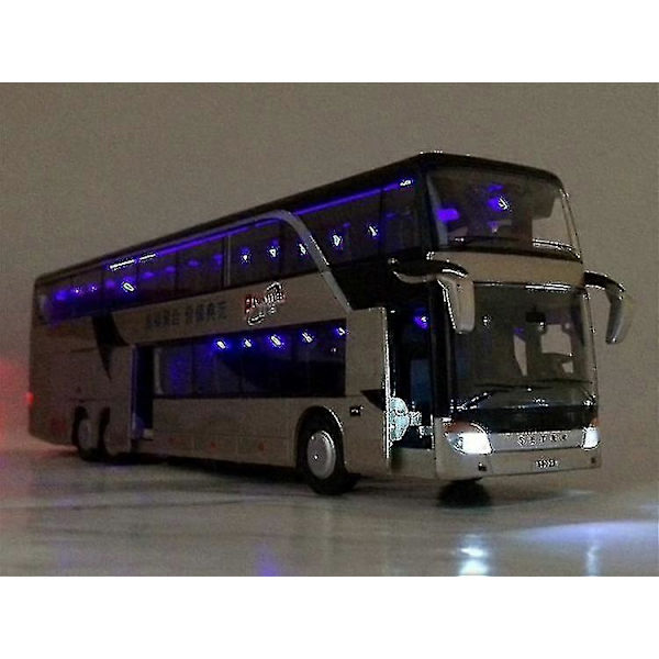 Busmodel 1:32 Høj simulering Twin Sightseeing Blinkende Legetøjsbil
