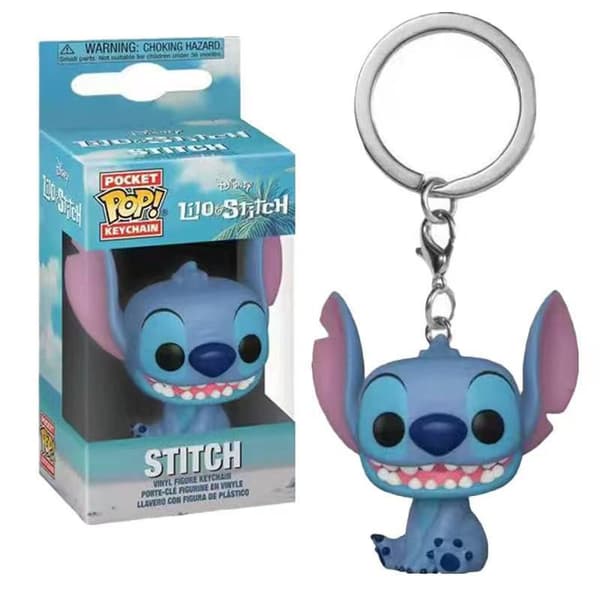Duftende Stitch Nøkkelring PVC-figur, Søt Samleobjekt Anheng med 4 Design Guitar