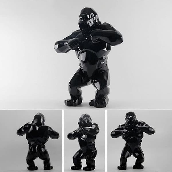 Boksende Gorilla Statue Dyr Abe Figur Resin Orangutang Skulptur Dekoration Rød