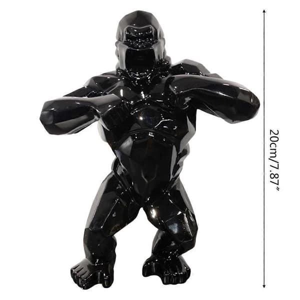 Boksende Gorilla Statue Dyr Ape Figur Resin Orangutang Skulptur Dekorasjon Rød