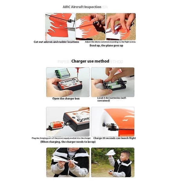 DIY Elektrisk Papirfly Leketøy for Barn Motorisert Sammenleggbar Flymodell med Propell