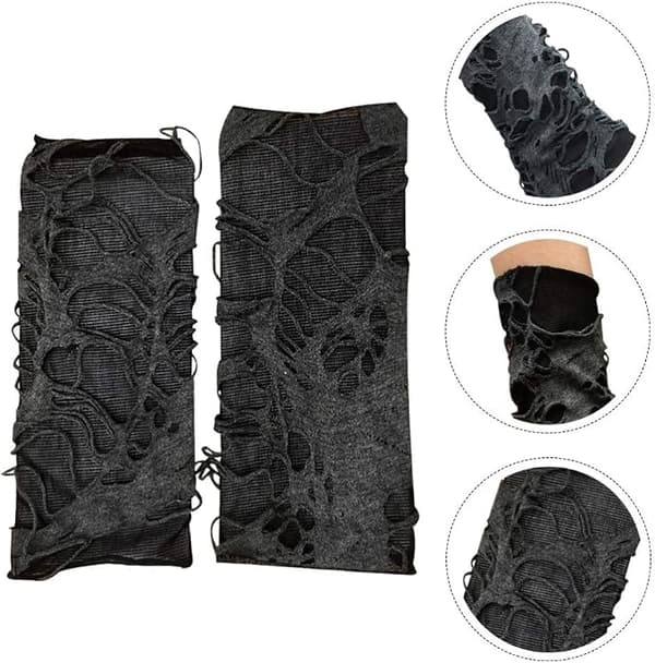 Fingerløse Handsker Edderkoppespind Blondehandsker Sorte Punk Handsker Halloween Kostume Tilbehør