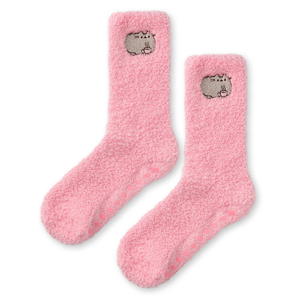 Pusheen Dam Mugg och Strumpa Present Set Brun 3D Ansikte - One Size