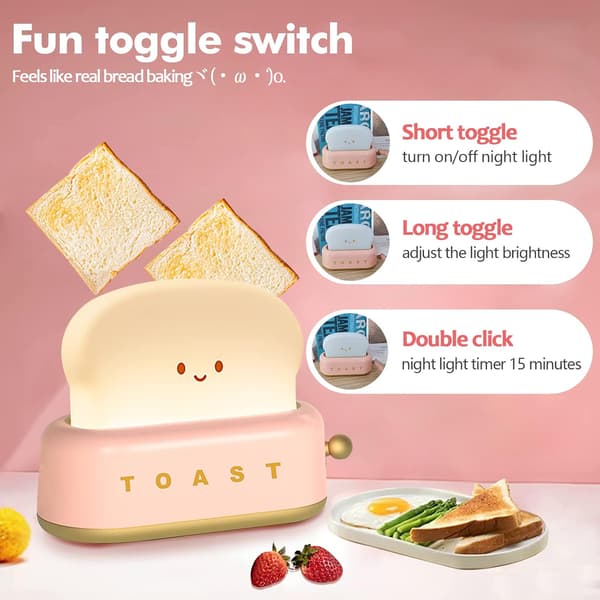 Berøringsaktiveret natlampe til børn - LED toastbrødformet natlampe til børneværelset