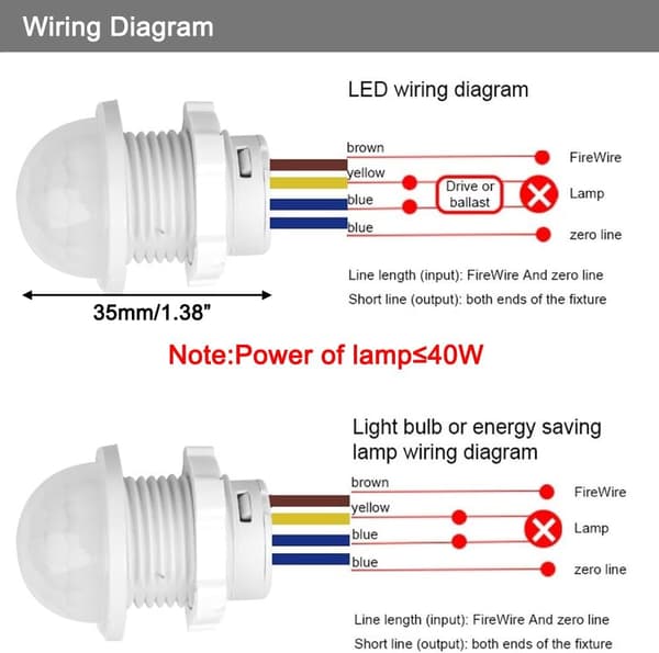 5 stk. PIR infrarød sensor 110V 220V mini infrarød bevægelsesdetektor til indendørs installation