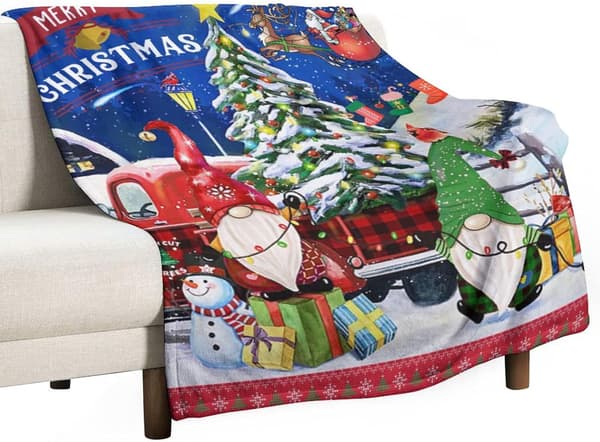 Glædelig Jul Tæppe, Superblødt og Varmt Vinterferie Tæppe til Sofaseng, 127cm x 152.4cm