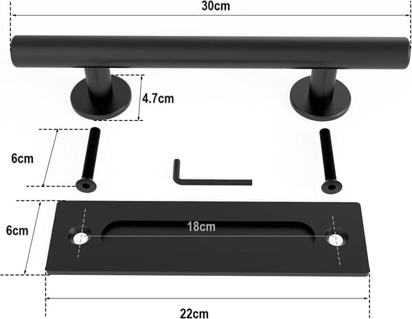 Indvendig Dørgreb 30cm Skydedørsgreb Hardware med Flush Fingergreb, Flush Skydedørsgreb og Sæt til Garagedøre Skabe