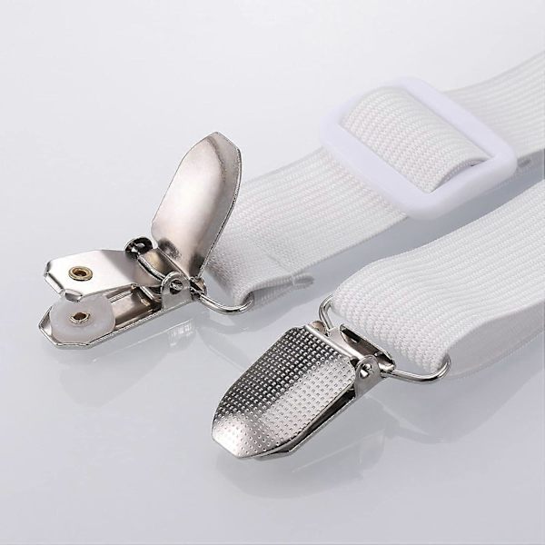 8 Pcs Sheet Clips, Adjustable Sheet Holders, High Elastic Fitted Sheet Straps with Clips, Sheet Fasteners Max Stretch 120cm White