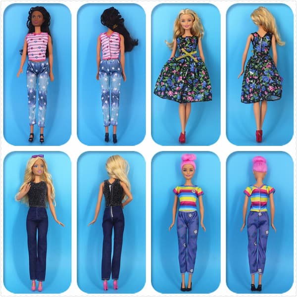 Kläder till Barbie, 10 Barbie-dockkläder inklusive (topp + byxor)