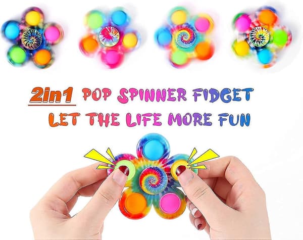 Fidget Spinner Pop Legetøj Sæt med 4, Fidget Pop Legetøj Festgave, Sensorisk Bubble Pop Legetøjssæt til børn, Simple Fidget Spinners Pop Stress