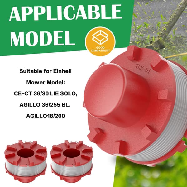 3 st trimmerspole, 3405096 trimmertråd kompatibel med Einhell Power X-Change GE-CT 36/30 LI E SOLO, AGILLO 36/255 BL, AGILLO 18/200