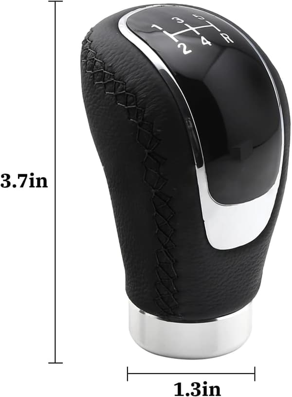 Kompatibel Universal Gear Shift Knob med 3 Adaptere 8 mm 10 mm 12 mm til Biler Aluminium Legering og Læder Sort