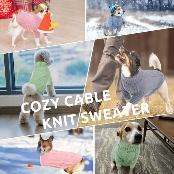 Lille Hundetrøje Vinter Varm Kabelstrikket Pullover Til Koldt Vejr Blå Størrelse S Bryst 37cm Hals 28cm Ryglængde 28cm