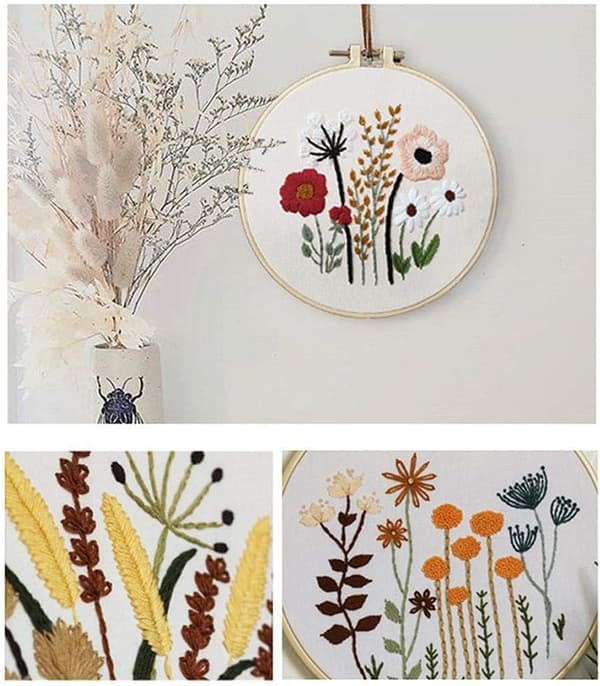 DIY Blomstermønster Broderikit Sirkel Broderi Korssting S301