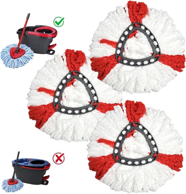 Moppehoder Kompatible med Vileda 2-i-1 Turbo Mopp Erstatningshode Mikrofiber Rød 3-pakning
