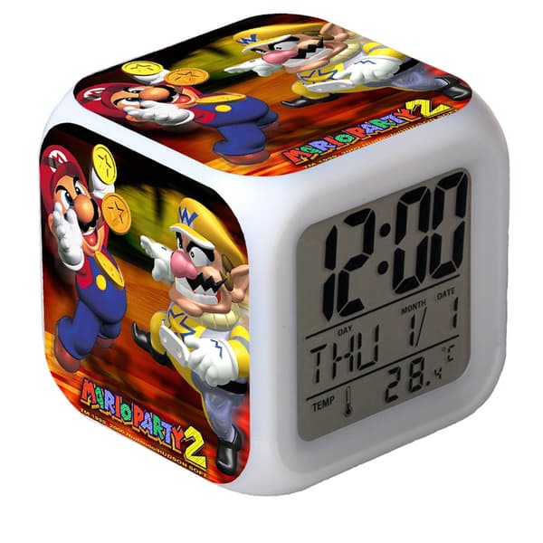 Färgglad LED-väckarklocka Super Mario-stil tecknad design för barnrum nattlampa present Number-034