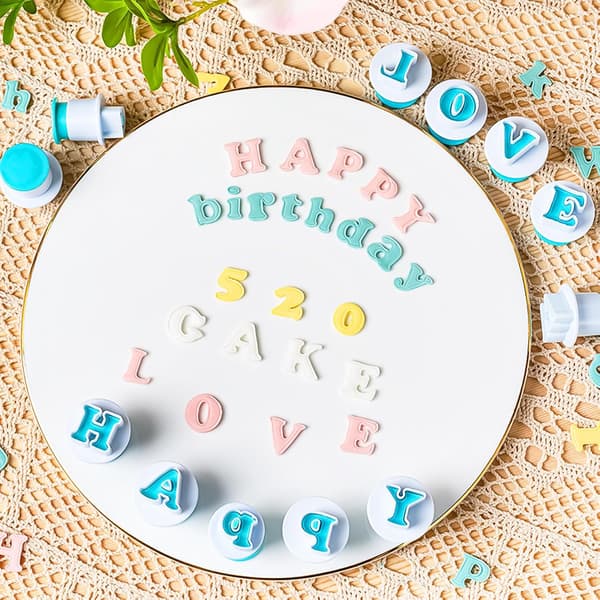 36 Deler Fondant Bokstav Kakekutter Sett Gjenbrukbart med Bokstaver og Tall
