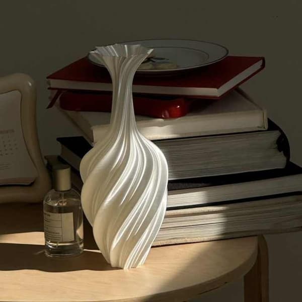 Siden 3D-printade vaser PLA Hög vas 25 cm Hög blomvas Modern heminredning för blommor växter Hemkonstdekor Vardagsrum Matsal