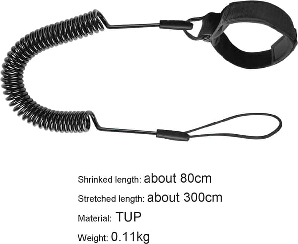 Surfkoppel 2-pack Elastisk Infällbar Säkerhetslina för Surfning och Stand Up Paddle Board Svart