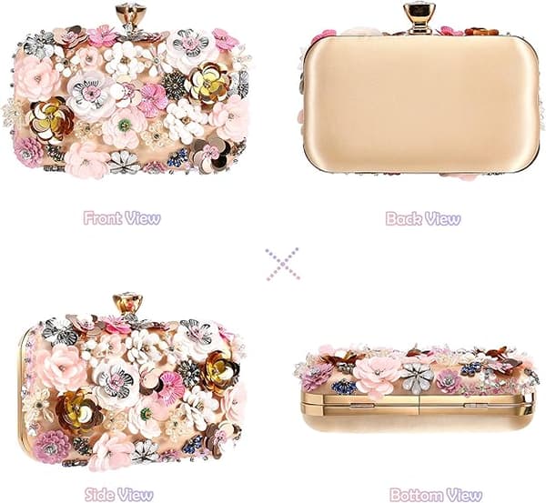 Elegant Dame Skuldertaske Aften Clutch Taske Guld Farve Mode Tilbehør