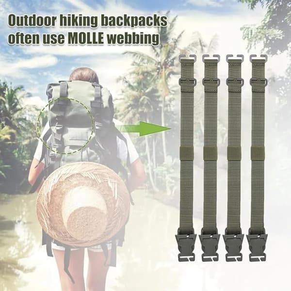 Bärbara campingryggsäcksremmar 36 cm - Vandrings- och klätterutrustning, grön, 4-pack