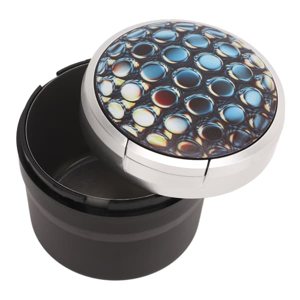 Bärbar bilaskkopp Mini Silver Edge Brandförebyggande Rökfri bilaskkopp med LED-ljus och lock Honeycomb