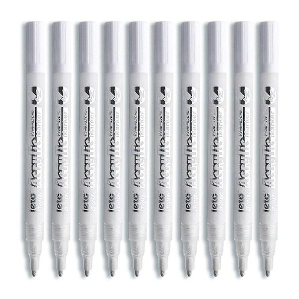 10st Vit Akrylpenna Marker Penna Graffiti Penna