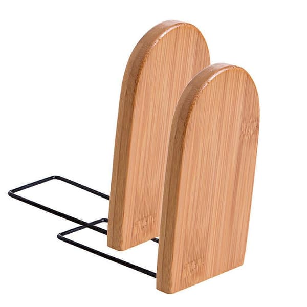 Ekspanderbare Bokstøtter Tre Solid Organizer For Skole- og Kontorrekvisita Khaki 13x7.5x10.5cm 2 stk