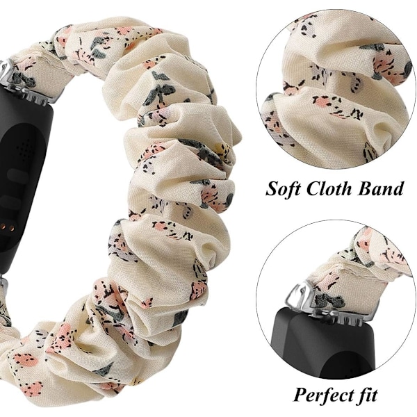 MEFEO Scrunchies kompatibel med Fitbit Inspire 2 Bands/Inspire White/Honeysuckle(Small,White/Honeysuckle)