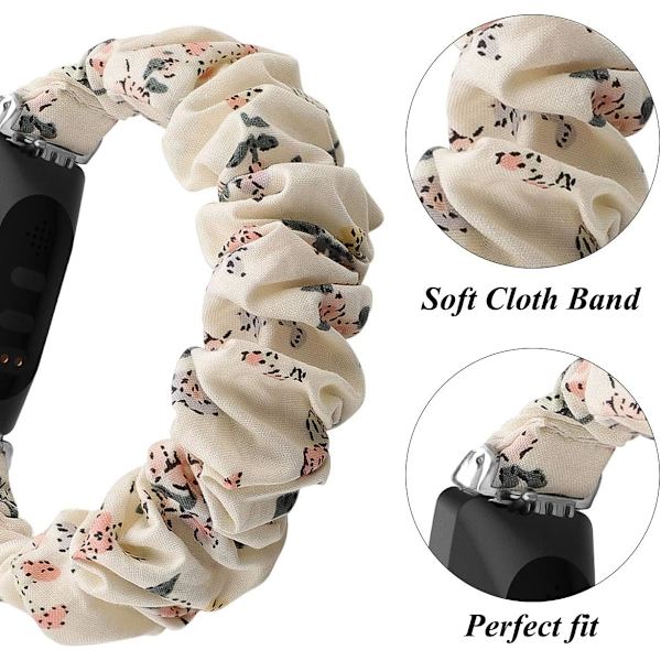 MEFEO Scrunchies yhteensopiva Fitbit Inspire 2 Bands/Inspire White/Honeysuckle(Large,White/Honeysuckle)
