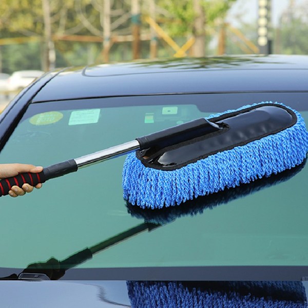 Autonpesumoppi auton puhdistusväline erikoisautoharja pölynpoistotyökalu pölyhuiska lakaisee pölyt vahingoittamatta autoa pehmeäharjaksinen autoharja Gray large brush [retractable]