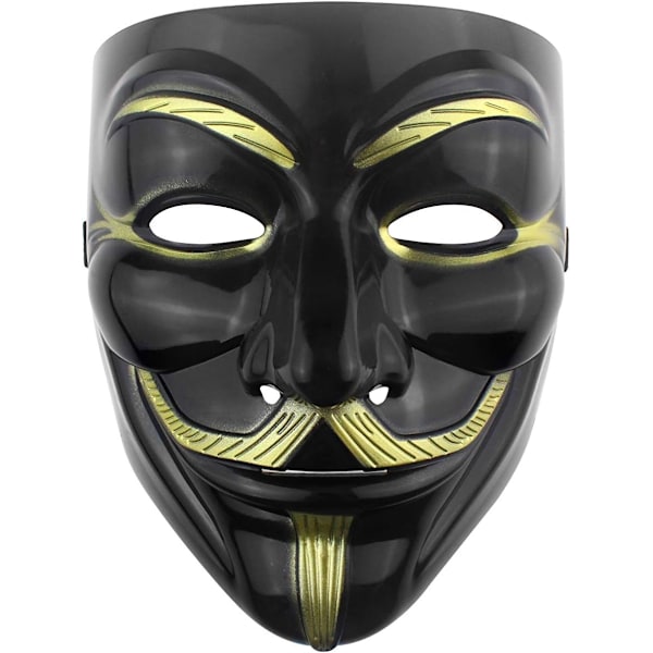 Udekit Hacker Anonymous Mask Guld V för Vendetta Mask för barn Kvinnor Män Halloween Party Kostym Cosplay Guld