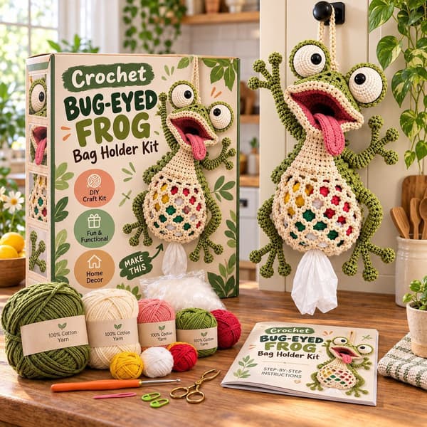 DIY Hæklet Dyretaskeholder-sæt - Håndlavet opbevaringspose til børn DIY Material Kit Foolish Pelicans