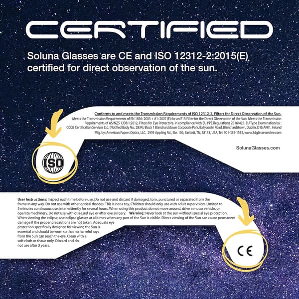5-pakning solformørkelsesbriller 2026, ISO 12312-2 og CE-sertifiserte solformørkelsesbriller spesielt for øyebeskyttelse Moon