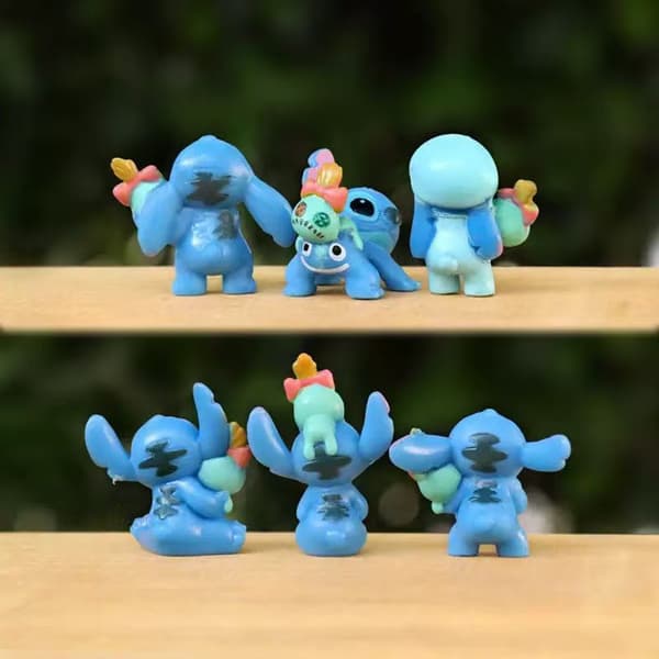 Stitch Minifigursett 6 design, PVC samleobjekt skrivebordsdekor for fans