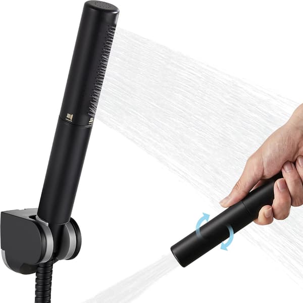 Messing 2-i-1 Håndbruser og Sprøjte Højtryks Håndbruser med Slange og ABS Holder Mat Sort Brusehoved Brusestativ