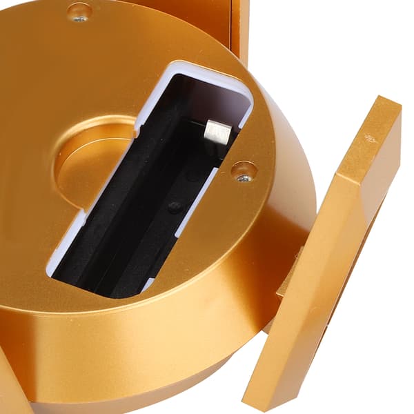 Roterende Solcelledrevet Multifunksjonell Klokke Telefon Smykker Display Sminkeholder Stativ (Gull)