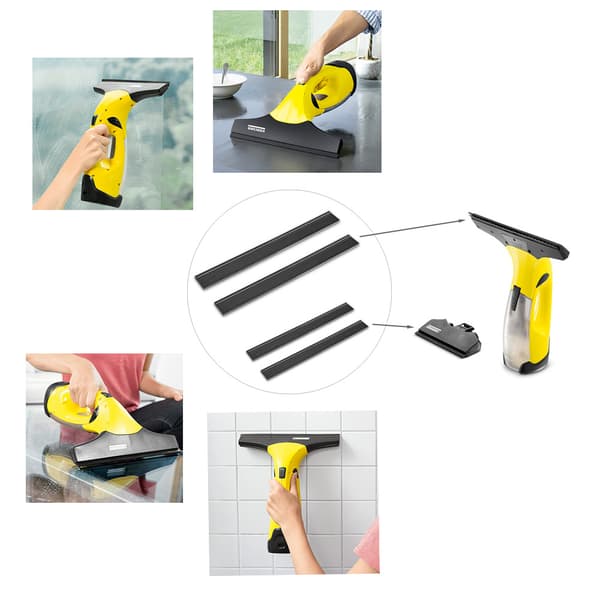 Kompatible 4 stk. erstatningsgummilepper for Karcher vindusvaskerblader, vindusnal i rustfritt stål, viskergummi, vindusviskergummi