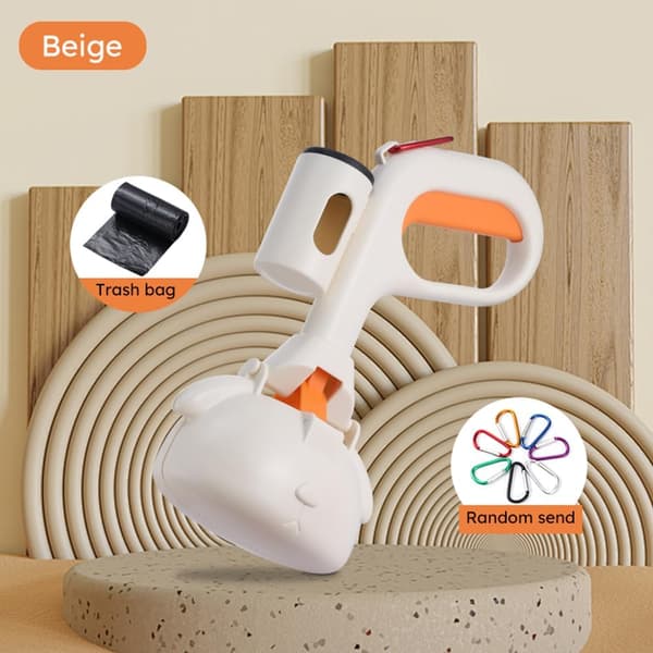 Bærbar hundeposeopsamler med affaldsposedispenser, håndfri rengøring til små og store hunde, hvid 24x14 cm